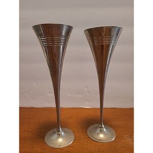 Vintage Pair Paradigm India Tall Silver Plated‎ Decorative Wine Goblets